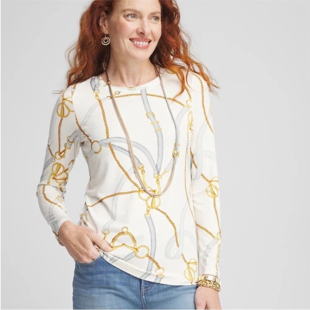 Chicos Touch of Cool Status Layering Tee Size Large Ivory